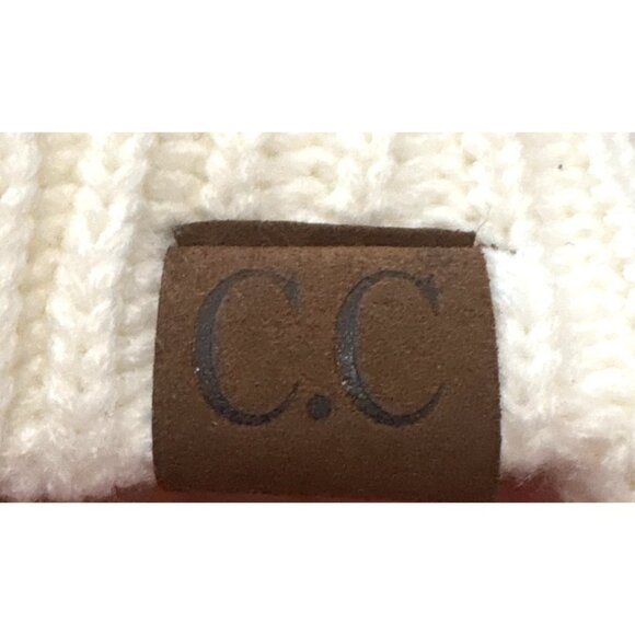 C.C Womens Ribbed‎ Knit Beanie Hat With Faux Fur Pom Ivory One Size - Picture 6 of 7